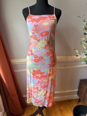 Billabong Floral Slip Dress Midi Colorful Strappy Viscose S